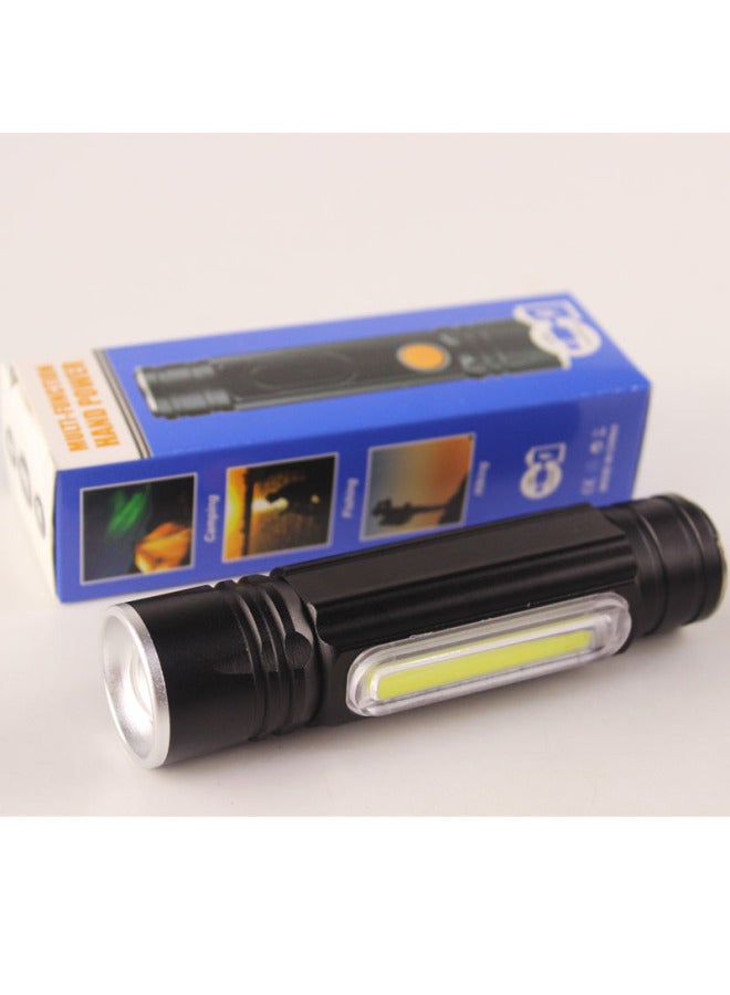 USB Rechargeable Flashlight Multi-function Hook Magnet T6 + COB Work Light Maintenance Light LED Emergency Light-Color:Black T6 ]  - Image 2