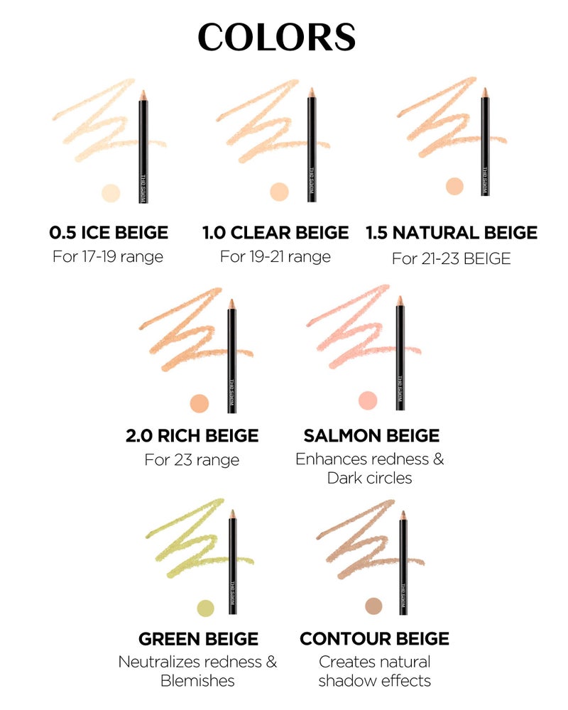 THESAEM Cover Perfection Ideal Concealer Pencil 0.04oz - Green Beige for Redness & Skin Troubles Correction - Slim Multi-Use Color Correcting Pencil - Korean Makeup Concealer Stick for Blemishes - Image 3