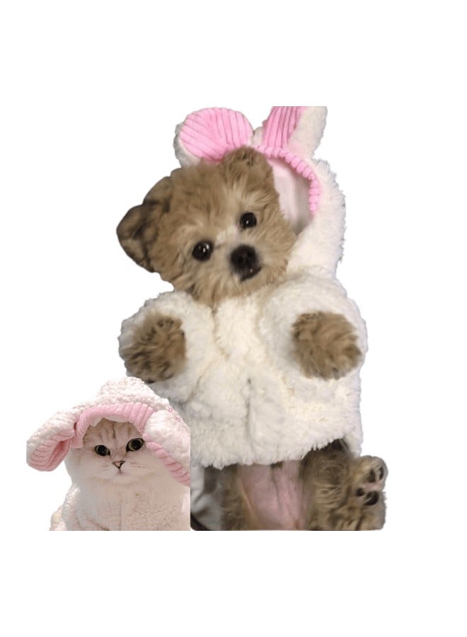 ايه ام سترة بغطاء للرأس للكلاب والقطط، سترة للكلاب الصغيرة، معطف لطيف مزدوج الطبقات من الصوف للكلاب، سترة سميكة دافئة للكلاب في الشتاء للطقس البارد - Image 1