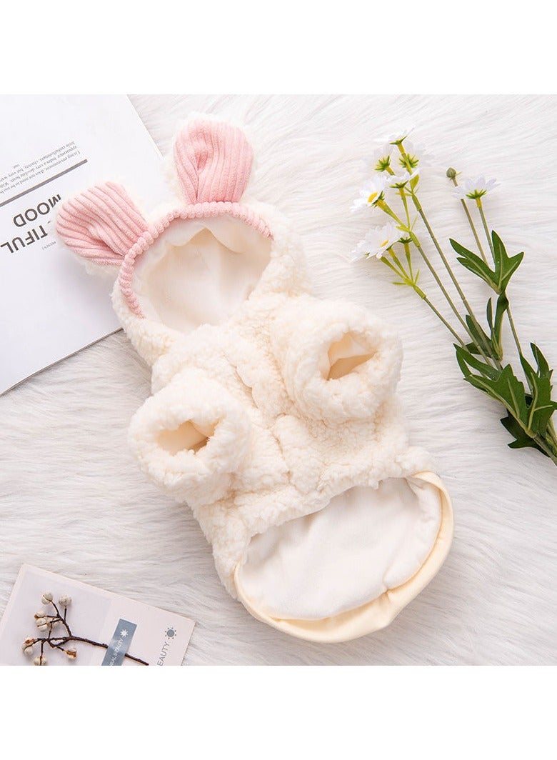 ايه ام سترة بغطاء للرأس للكلاب والقطط، سترة للكلاب الصغيرة، معطف لطيف مزدوج الطبقات من الصوف للكلاب، سترة سميكة دافئة للكلاب في الشتاء للطقس البارد - Image 2