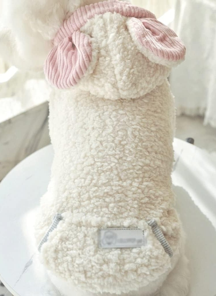 ايه ام سترة بغطاء للرأس للكلاب والقطط، سترة للكلاب الصغيرة، معطف لطيف مزدوج الطبقات من الصوف للكلاب، سترة سميكة دافئة للكلاب في الشتاء للطقس البارد - Image 5