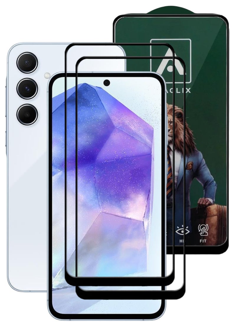 ACLIX 2 Pieces Antistatic ESD Dustproof Premium Quality High Definition Tempered Glass Screen Protector Designed For Samsung Galaxy A55 - Image 1