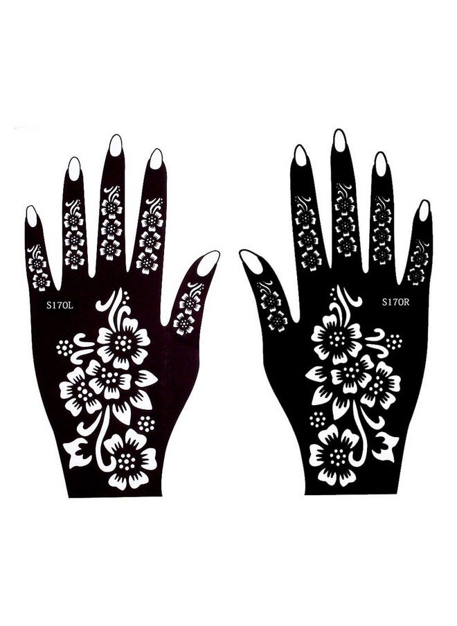 ivana's - Heena Mehandi Tatto Stencil Set For Hand Body Fingure Face Heena Art Temporary Tatto For Kids Girls & Women Design Niv32 Black M - Image 1