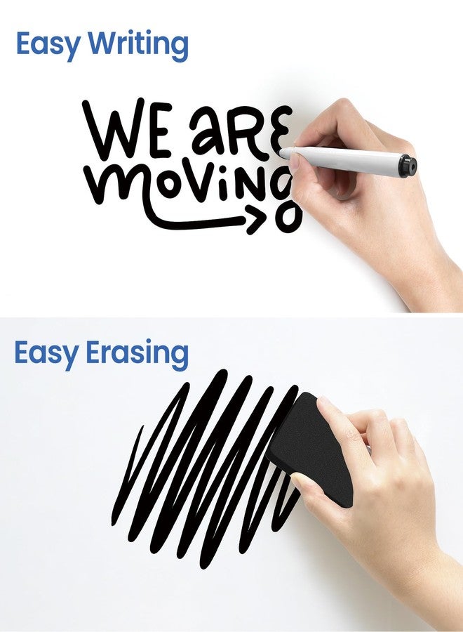 VUSIGN طقم سبورة بيضاء مغناطيسية من VUSIGN للتثبيت على الحائط، مقاس 24 × 18 بوصة، يتضمن ممحاة جافة واحدة وقلمين متعددَي الألوان و4 دبابيس مغناطيسية، وإطار من الألومنيوم المقوى باللون الفضي، مناسب للمنزل والمدرسة والمكتب. - Image 3