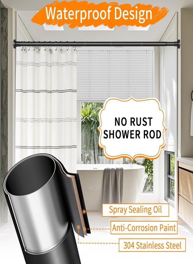 YNL Black Shower Curtain Rod 32-80 Inch Black, No-slip, No Drilling, No Rust Stainless Steel Tension Curtain Rod, Shower Rod for Bathroom Bedroom Patio - Image 5