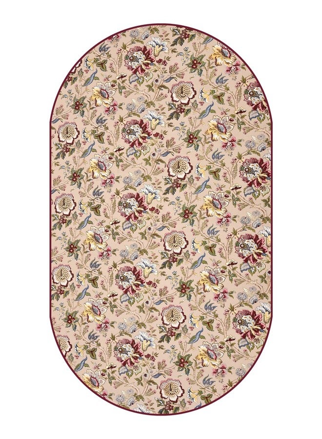 Clasiko 6 Seater Oval Dining Table Cover; 60x90 Inches; Material - Cotton; Multicolor Flowers - Image 4