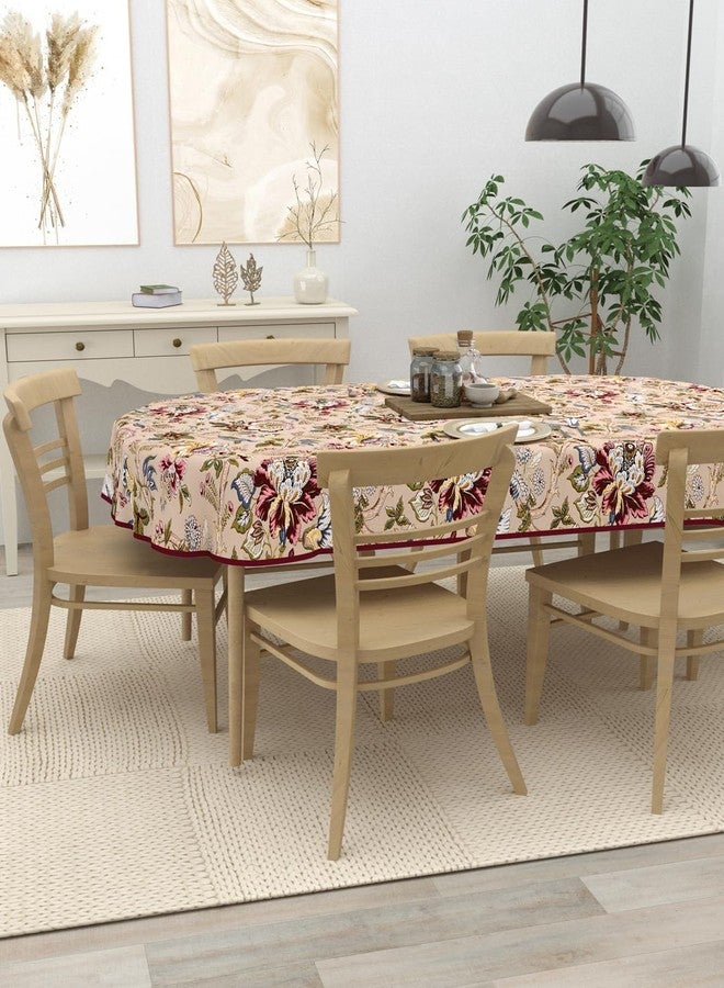 Clasiko 6 Seater Oval Dining Table Cover; 60x90 Inches; Material - Cotton; Multicolor Flowers - Image 2