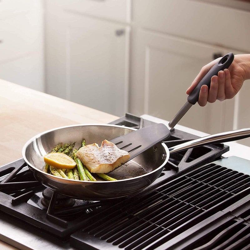 UNIQUE CART Silicone Slotted Turner Spatula with Stainless Steel Metal HandleHeat Resistant Silicone Utensils Spatula Turner for Kitchen Cooking Long Black - Image 5