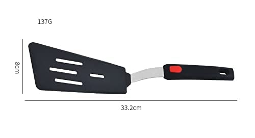 UNIQUE CART Silicone Slotted Turner Spatula with Stainless Steel Metal HandleHeat Resistant Silicone Utensils Spatula Turner for Kitchen Cooking Long Black - Image 2