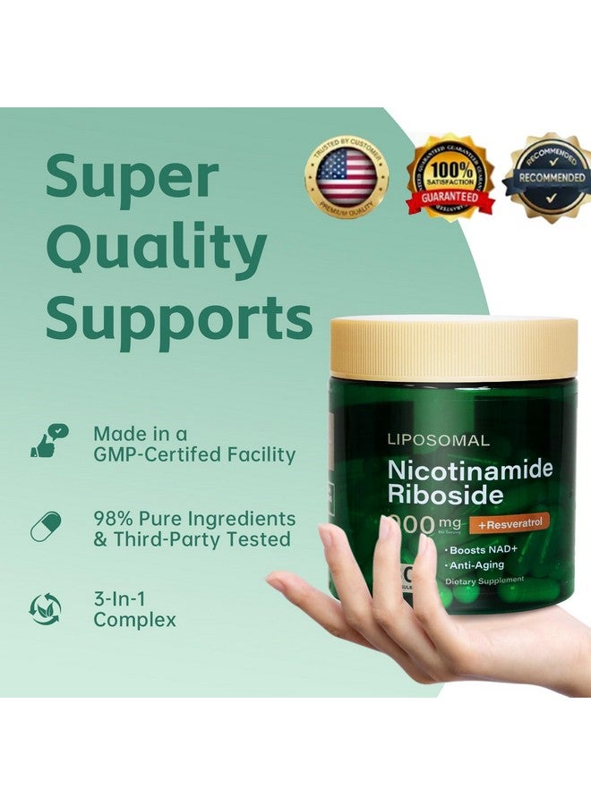 Extra Strength NAD+ Cellular Support Supplement 900mg with Resveratrol, Nicotinamide Riboside (NR) & NMN Alternative - Liposomal Formula for Cellular Energy & Healthy Aging Support Vegan & Non-GMO - Image 5