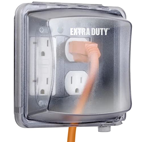 TayMac MM2420C Nonmetallic Extra Duty Weatherproof in-Use Electrical Outlet Cover for Home Improvement, 2-Gang, Clear - Image 1