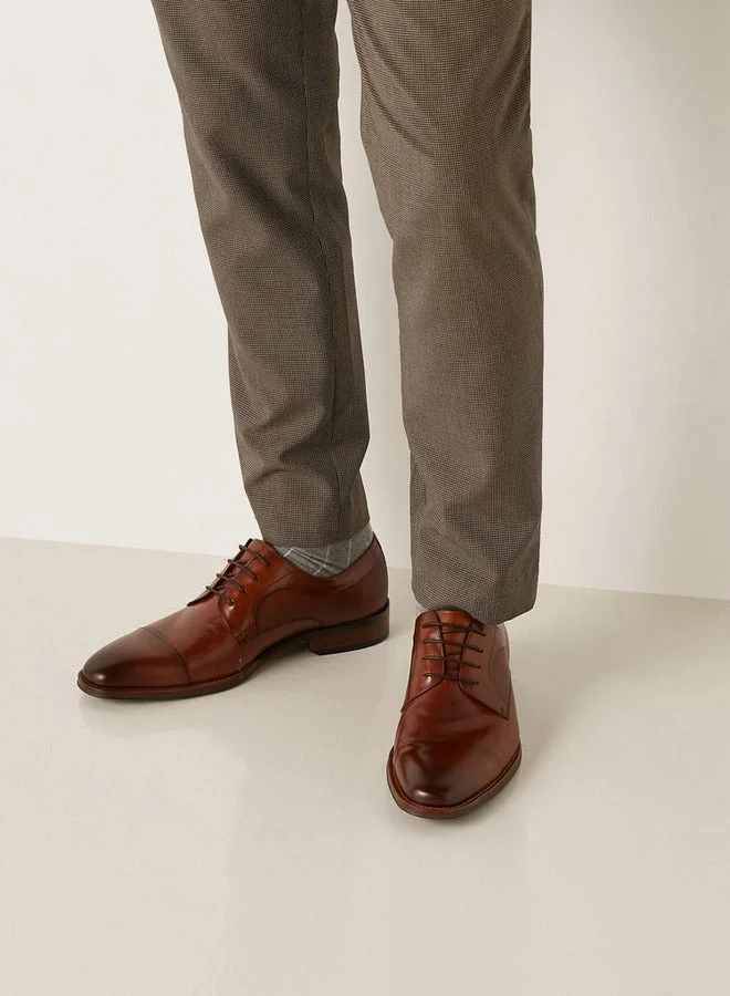 DUCHINI Men's Leather Lace-Up Derby Shoes