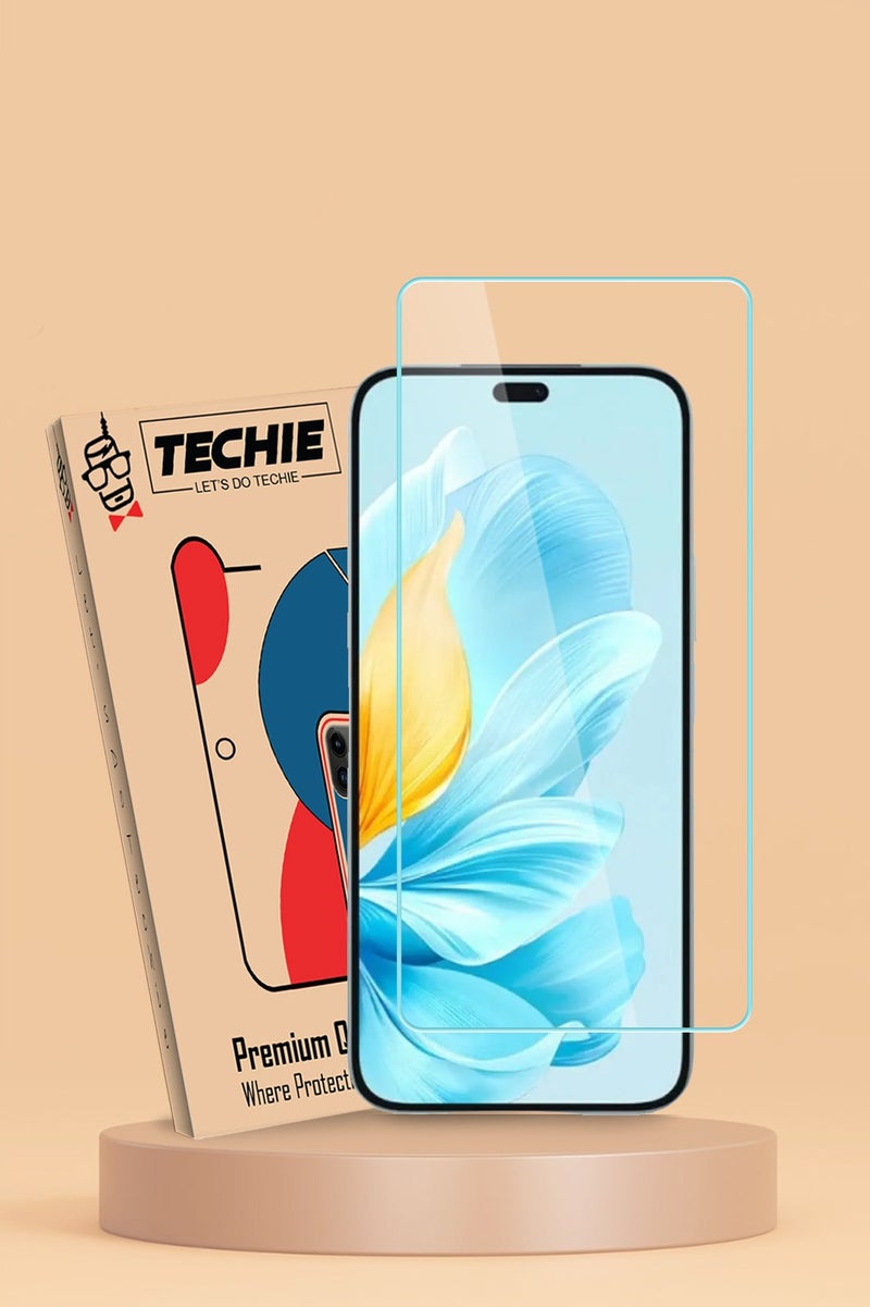 Techie حماية شاشة زجاجية مقساة HD لجهاز Honor 200 Lite 5G 2024 - مضادة للانعكاس ومضادة للفقاعات بصلابة 9H وسمك 0.33 مم وحواف مدورة وسهولة في التركيب - Image 1