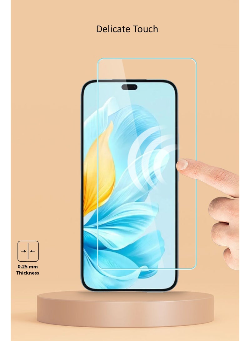 Techie حماية شاشة زجاجية مقساة HD لجهاز Honor 200 Lite 5G 2024 - مضادة للانعكاس ومضادة للفقاعات بصلابة 9H وسمك 0.33 مم وحواف مدورة وسهولة في التركيب - Image 4