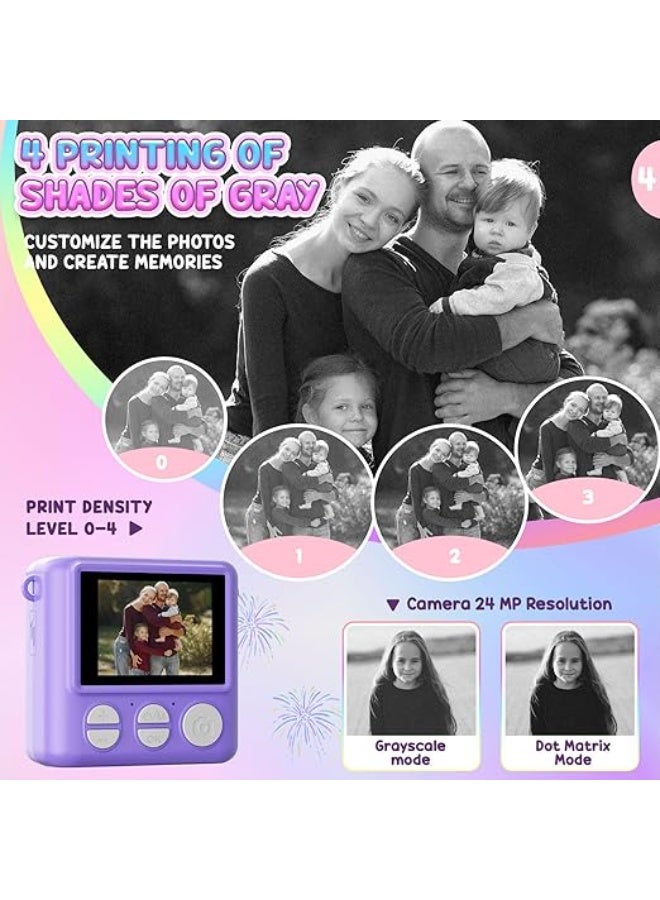 LENND Instant Print Camera for Kids, 1080P HD Selfie Digital Camera with Print Paper & 32G Card, Birthday Gifts for Girls Age 3-12 Years Old - Image 2