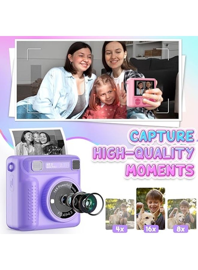 LENND Instant Print Camera for Kids, 1080P HD Selfie Digital Camera with Print Paper & 32G Card, Birthday Gifts for Girls Age 3-12 Years Old - Image 4