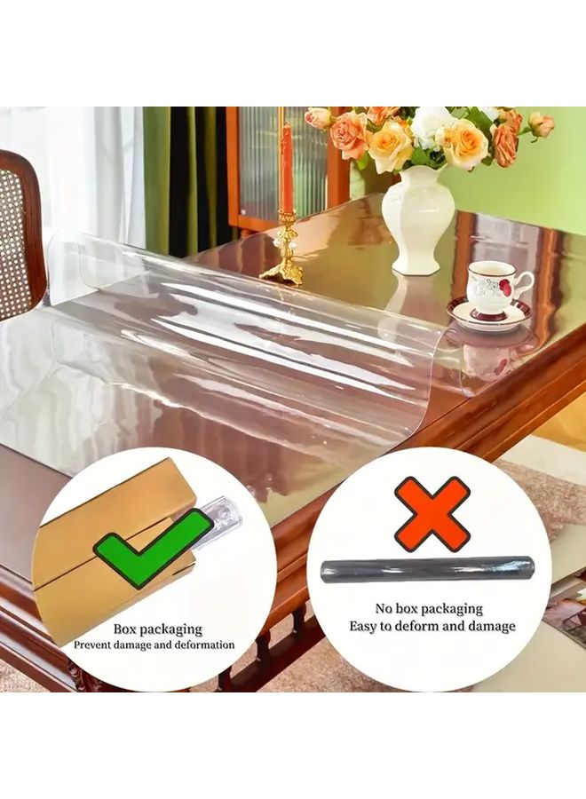 غطاء حماية طاولة من PVC شفاف، سميك بوزن 1 مم، مقاوم للخدش، يُقطّع حسب المقاس، يُستخدم لأسطح المطبخ وغرفة الطعام والمكتب والطاولات الرخامية والبيانو والطاولات المغلفة. سهولة التركيب بدون لاصق، مقاس 43.31 × 102.36 بوصة. - Image 5