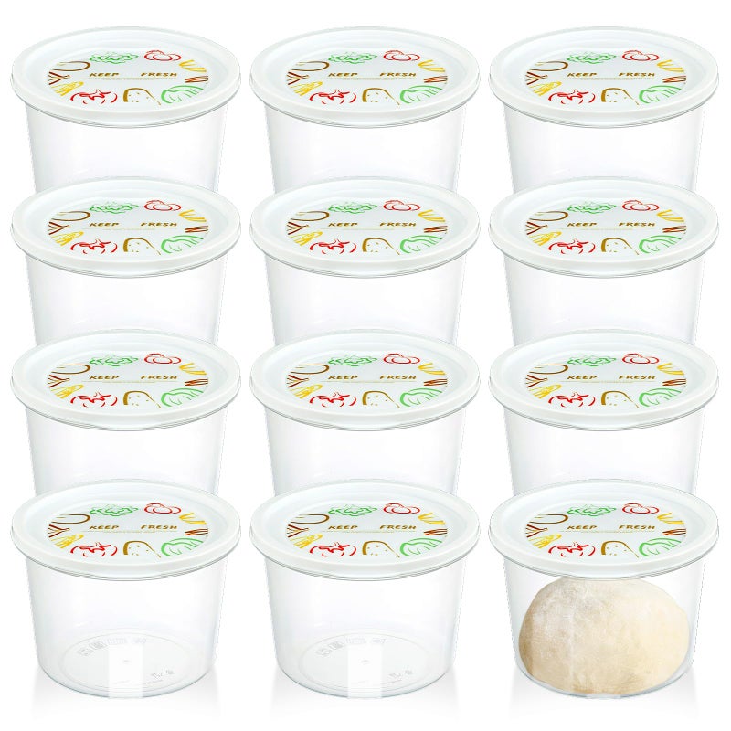 Rainmae 12pcs Pizza Dough Proofing Box with Lids, 1100ML Stackable Dough Proofing Container Pizza Making Accessories for Family Size Dough - Image 1