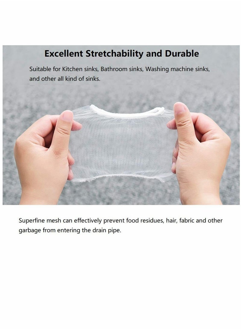 100 Pack Disposable Kitchen Sink Strainer Bags, Elastic Anti-Clogging Mesh Filter Bags with Box for Easy Waste Disposal and Drain Protection