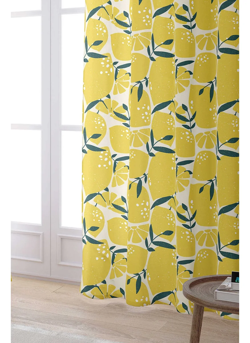 Cango Home White Yellow Lemon Patterned Digital Printed Curtain OYTYK931-PR