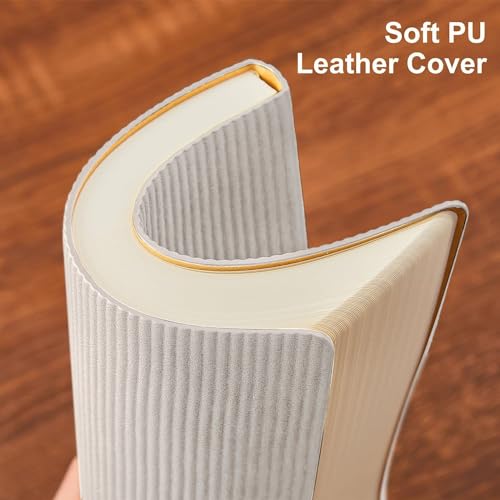 TSFPapier Lined Journal Notebook for Work College Ruled Note Book 7.2"x9.6" B5 PU Leather Daily Journaling 160 Pages for Women Men Writing Home School Supplies Business (Grey) - Image 4