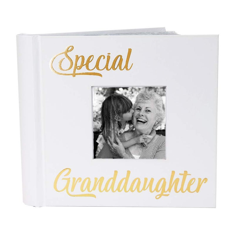 Happy Homewares Happy Homewares Modern White Special Granddaughter Photo Album with Gold Foil Text - Holds 80 4x6 Pictures - Perfect Granddaughter Gift Idea - Image 1