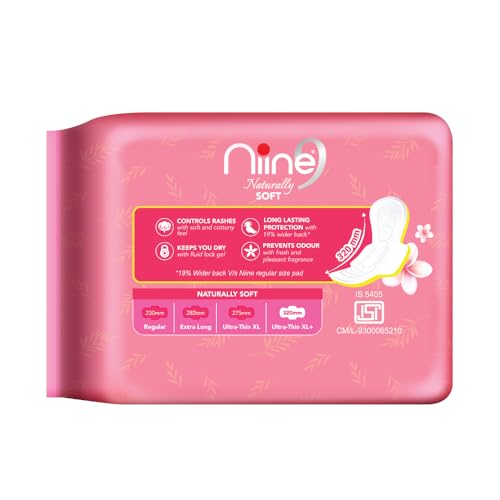 NIINE Naturally Soft Ultra Thin XL+ Sanitary Napkins for Heavy Flow (Pack of 4) 60 Pads with Free Biodegradable Disposal Bags - Image 3