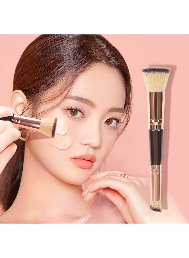 فرشاة أساس مزدوجة ذات طرفين 1 قطعة فرشاة مكياج متعددة الاستخدامات فرشاة أساس للشعر القصير فرشاة مصحح مائلة أدوات تجميل - Image 2