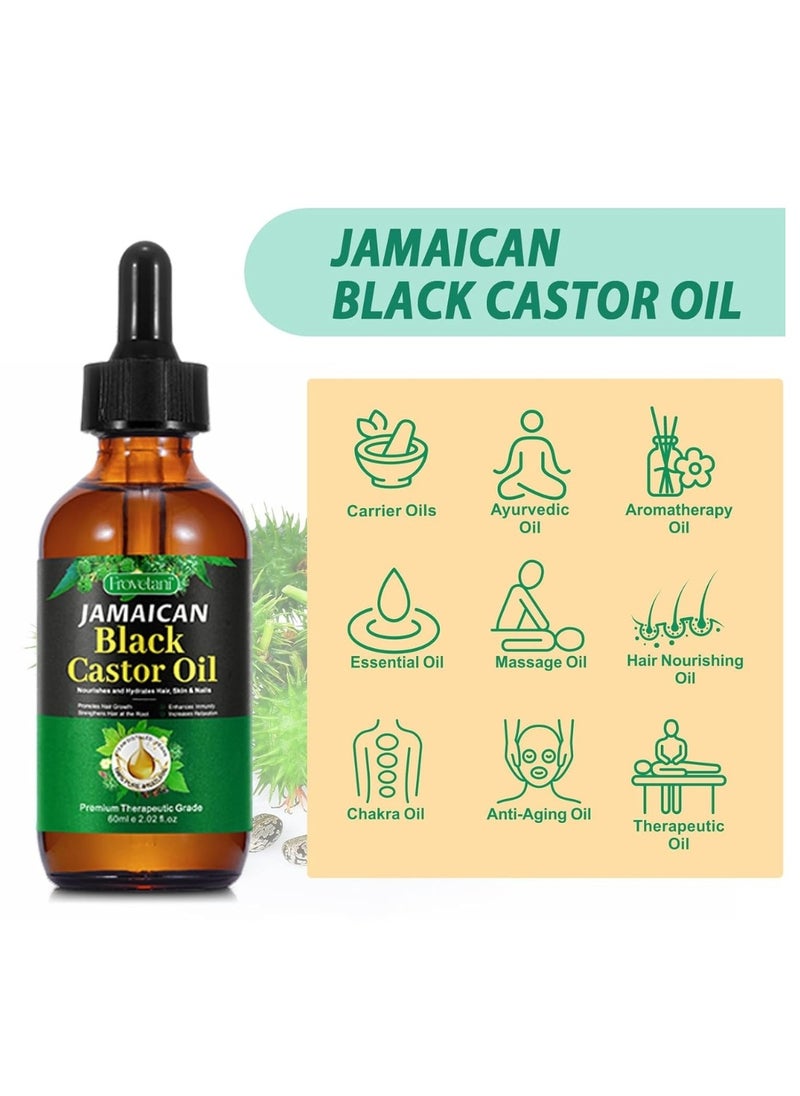Frovetani 60ml Jamaican Black Castor Oil for Hair 100% Pure Cold Pressed Stimulate Growth for Hair Eyelashes Eyebrows Nails Skin Moisturizer Hair Oil and Body Oil Moisturizing Massage Oil  - Image 5