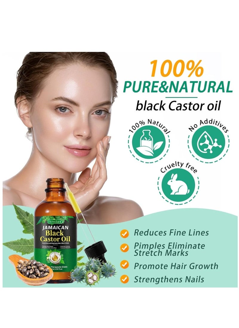 Frovetani 60ml Jamaican Black Castor Oil for Hair 100% Pure Cold Pressed Stimulate Growth for Hair Eyelashes Eyebrows Nails Skin Moisturizer Hair Oil and Body Oil Moisturizing Massage Oil  - Image 2