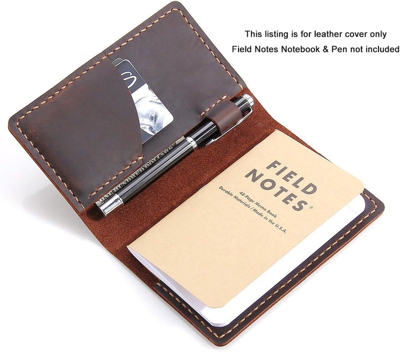 Robrasim Leather Journal Cover for Field Notes Notebook Cover for Moleskine Cahier Handmade Vintage Leather Cover for 35 x 55 Notebooks Coffee  - Image 4
