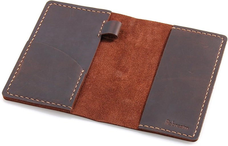 Robrasim Leather Journal Cover for Field Notes Notebook Cover for Moleskine Cahier Handmade Vintage Leather Cover for 35 x 55 Notebooks Coffee  - Image 5