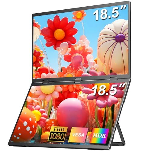 COOLHOOD 18.5 Inch Portable Monitor for Laptop, 1080P FHD 120Hz 125% sRGB USB-C HDMI Travel Monitor for Laptop Mac PC, Portable Screen with Smart Cover, VESA Compatible - Image 1