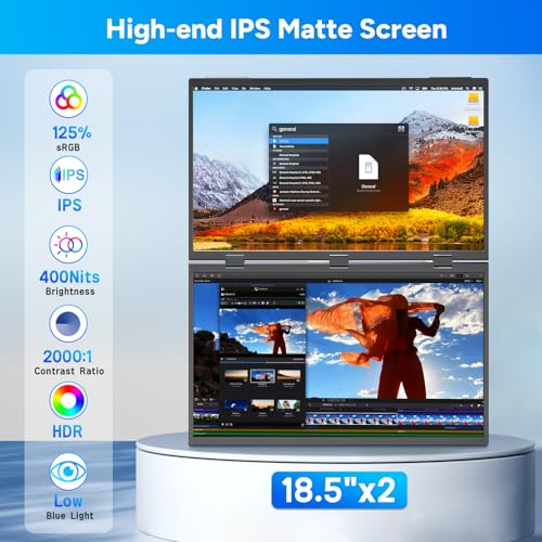 COOLHOOD 18.5 Inch Portable Monitor for Laptop, 1080P FHD 120Hz 125% sRGB USB-C HDMI Travel Monitor for Laptop Mac PC, Portable Screen with Smart Cover, VESA Compatible - Image 4