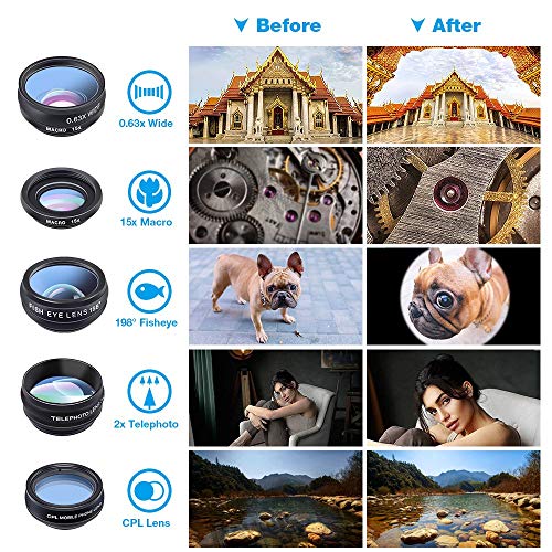 Apexel Phone Camera Lens-Macro Lens+Wide Lens+Fisheye Lens+Telephoto Lens+CPL/Flow/Radial/Star Filter+Kaleidoscope 3/6 Lens 10 in 1 Lens Kit +Remote Shutter for iPhone, Samsung,LG and Most Smartphones - Image 4