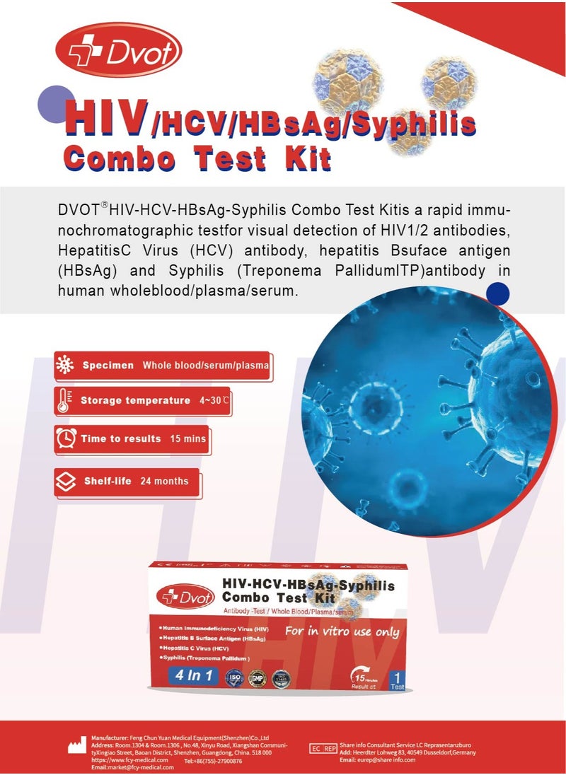 Dvot Multi-Disease Home Test Kit – HIV/HCV/HBsAg/Syphilis Antibody Detection, Laboratory-Grade Accuracy  - Image 2