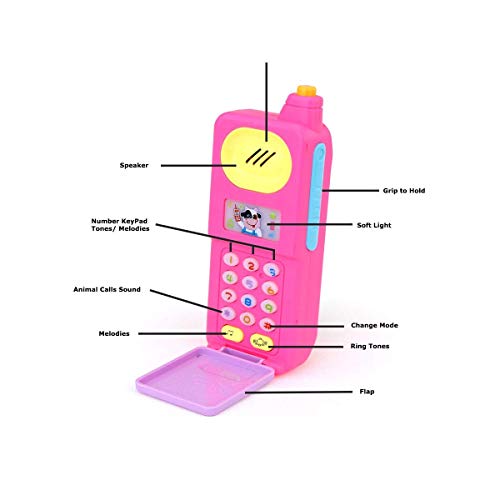 Crackles Light and Sound Pretend Play Flip Flap Musical Mobile Cell Phone for Kids, Toddlers, Cellphone Toy with Music, Ringtones, Birthday Party Favors and Gifts - Color as per Stock - Image 3