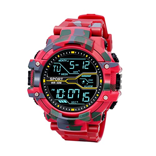 ASGARD Multi Functional Sports Digital Dial Men's Watch (Camo Red) - Image 1