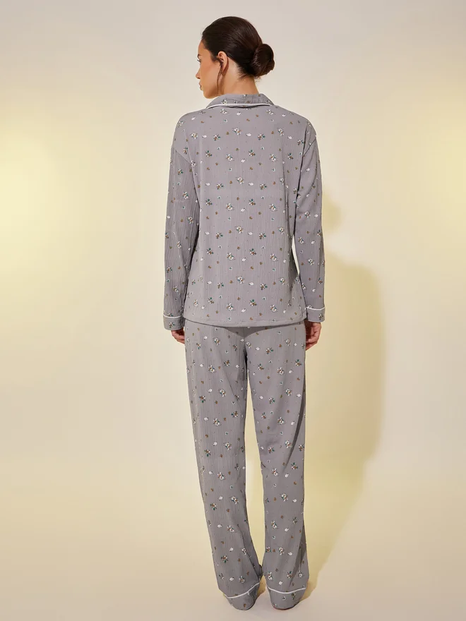 Take Two Take Two Graphic Print Buttoned Shirt and Pyjama Set
