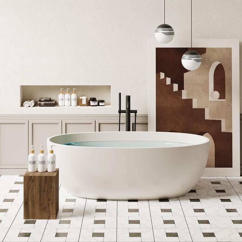 Aeakey Shampoo and Conditioner Dispenser Set - Easy to Read Labels - Pump Bottle Dispenser for Shampoo, Conditioner, Body Wash - Glass Refillable Containers for Shower - Image 2