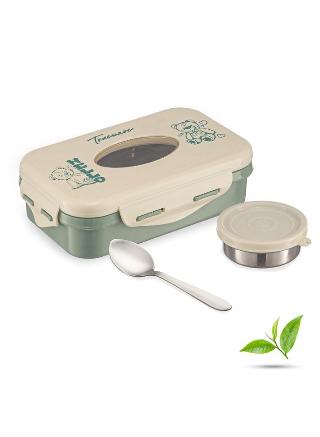 Trueware Alfa Insulated Inner Steel Thermoware BPA Free, Airtight, Food Grade, 2 Containers Lunch Box 600 ML & 150ml with spoon - Image 1