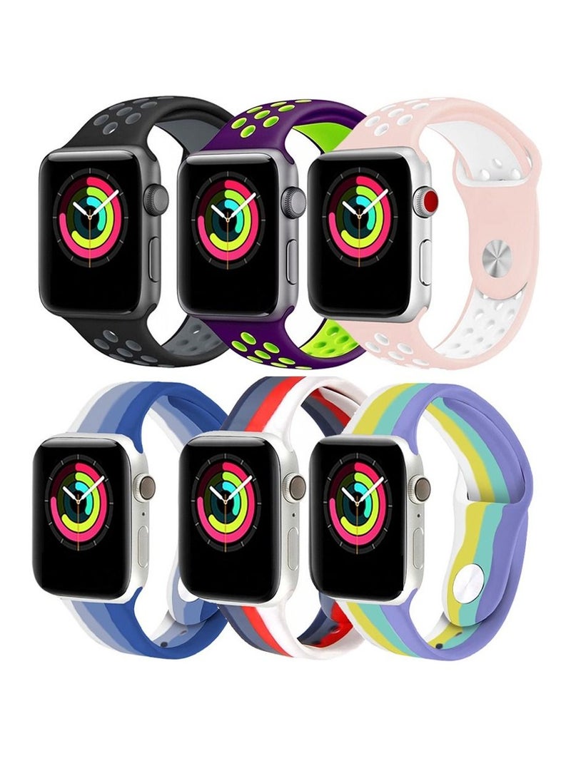 Apple Watch 41mm 40mm 38mm Silicone Sport Band 6-Pack Nike Design and Rainbow Collection 8