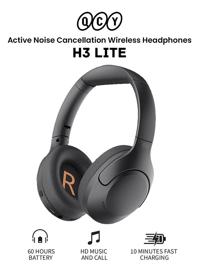 H3 LITE Active Noise Cancelling Headphones, Over-ear Bluetooth Headsets with Ambient Mode, 60H Playtime, Clear Calls, Mutipoint Wired and Wireless Connection - Black black