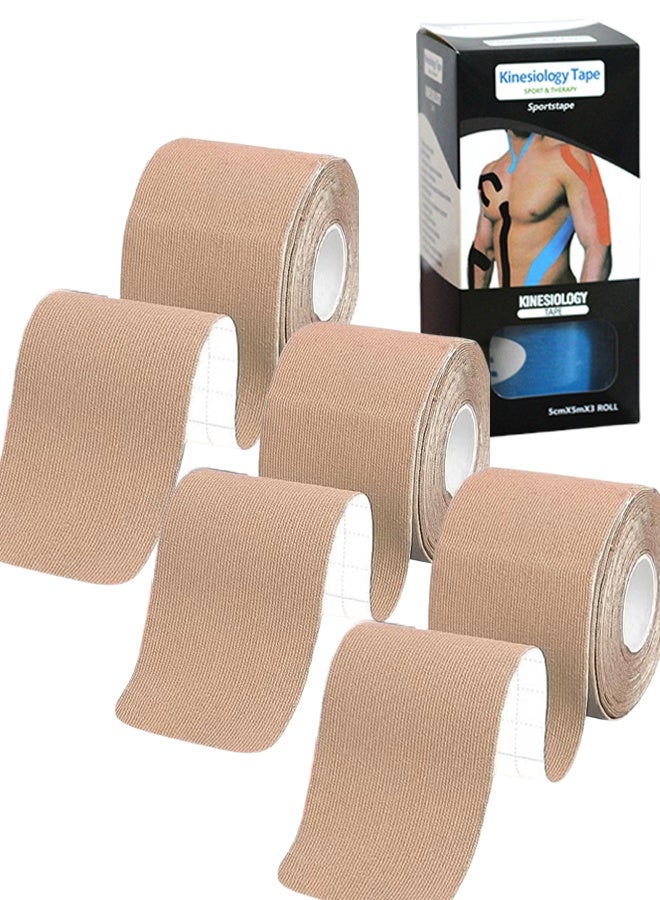 فلاي رود شريط رياضي، 3 لفة 5 متر من شريط رياضي قطني مسامي، مناسب لآلام الكاحل والركبة والكوع والكتف، (أصفر) - Image 1