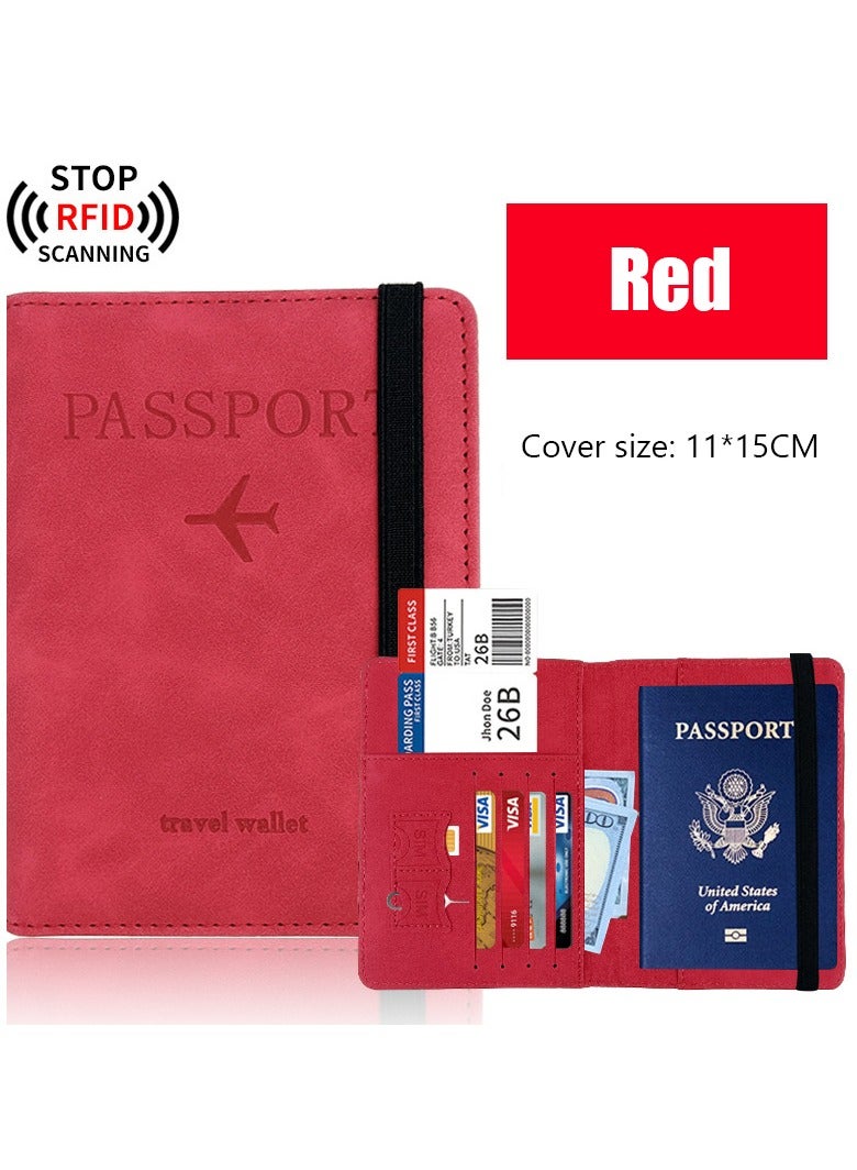 NIBEMINENT 1pc RFID Passport Holder, Thin Passport Wallet, Leather Surface, Multi Functional Wallet, Travel Passport Holder, Cute Card Holder  - Image 1