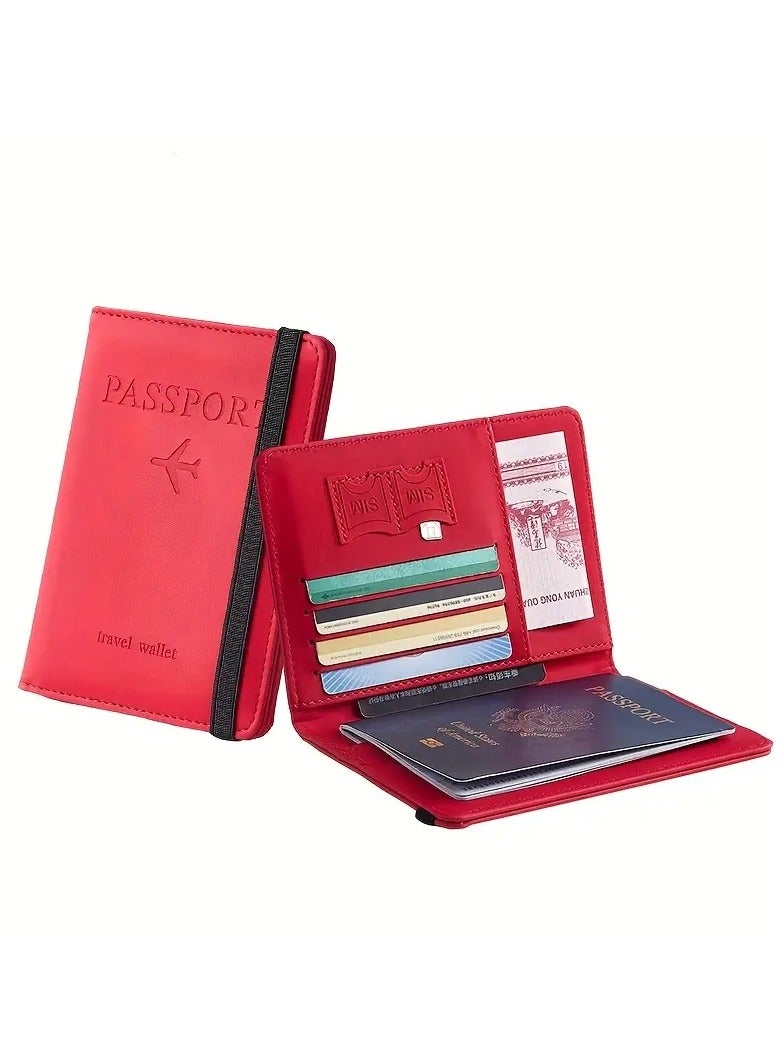 NIBEMINENT 1pc RFID Passport Holder, Thin Passport Wallet, Leather Surface, Multi Functional Wallet, Travel Passport Holder, Cute Card Holder  - Image 2