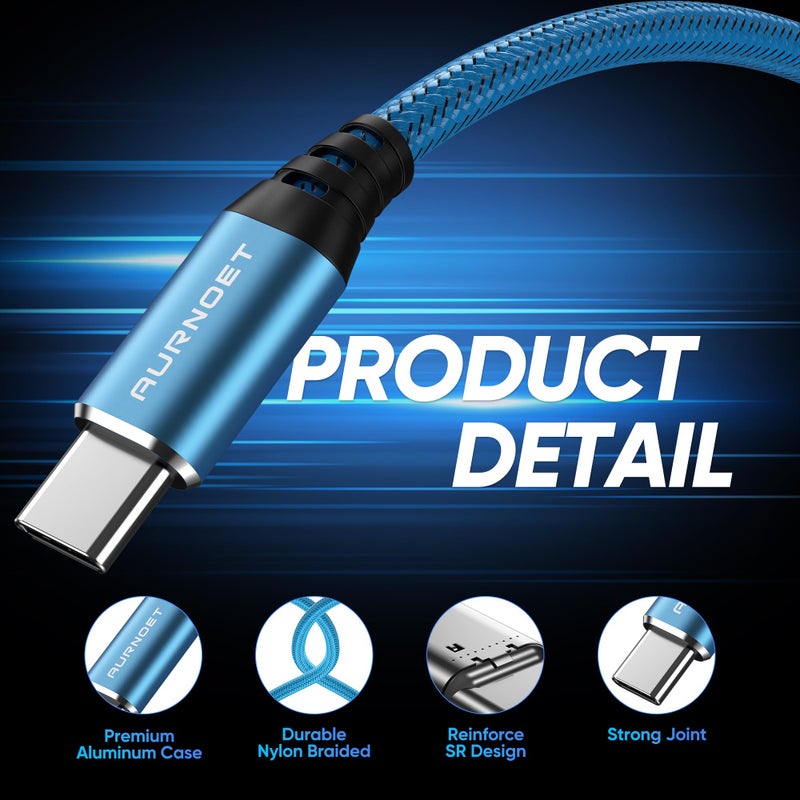 Aurnoet USB C to USB C Cable, 6FT 5-Pack Type C to Type C Charger Cable Fast Charging Cord 60W for iPhone 15/15 Pro/15 Plus/15 Pro Max, Samsung Galaxy S23 S22 S21 Ultra - Image 3