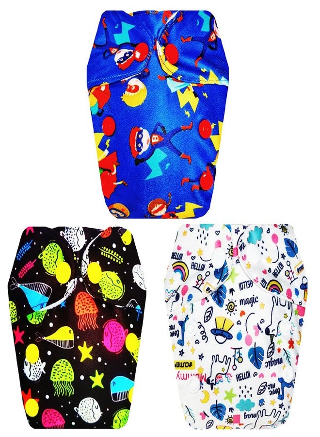 Dumbledo Premium Newborn Cloth Diaper with Integrated Insert (Pack of 3) | Hypoallergenic | Leakproof | Adjustable Snaps | Perfect for Indian Summers | 0 - 4 Months | Unisex Baby - Image 1