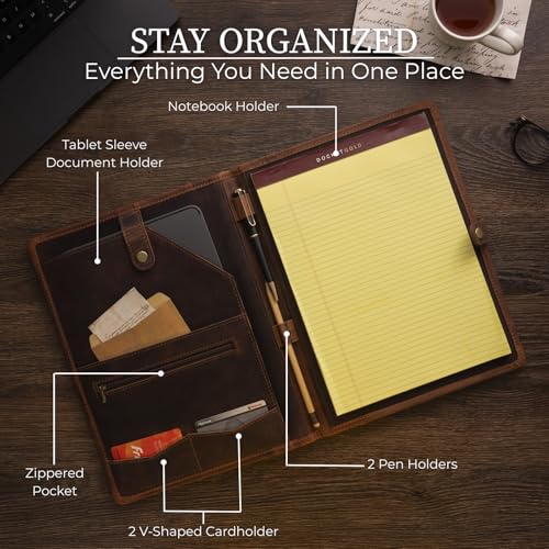 NomadCraftsCo. Leather Portfolio - Professional Portfolio Organizer, Resume Folder, Leather Padfolio for Men and Women, Business Portfolio with cardholder, Portfolio Folder - Leather Folder - Image 3