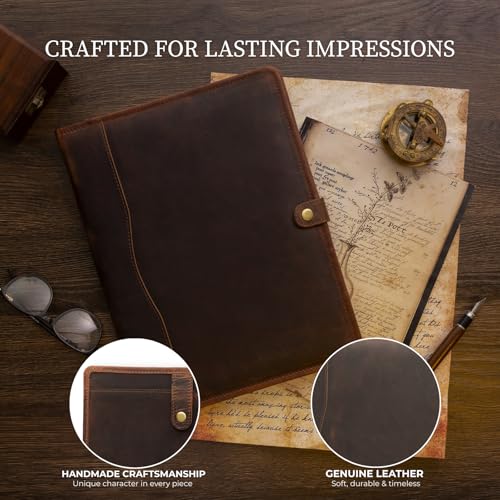NomadCraftsCo. Leather Portfolio - Professional Portfolio Organizer, Resume Folder, Leather Padfolio for Men and Women, Business Portfolio with cardholder, Portfolio Folder - Leather Folder - Image 4